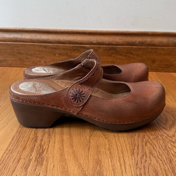 Dansko Solitaire Leather Clog Chestnut Burnished Mary Jane Slip On EU 39 8.5/9 - Picture 10 of 10
